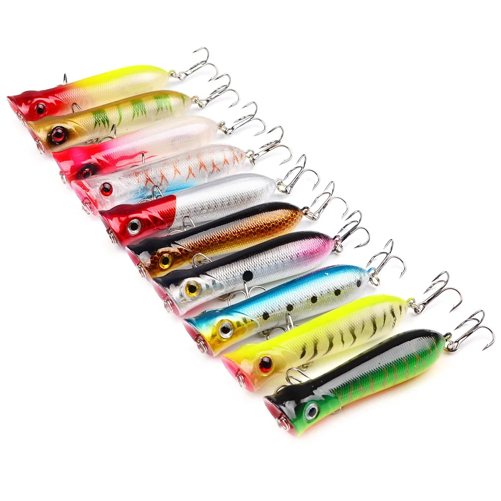 80 mm 12 g 6 #   Anzuelo Popper cebo duro Wobbler señuelo de pesca remolque flotante Artificial pesca en el océano carpa biónica aparejos pesca en el mar - imagen 5