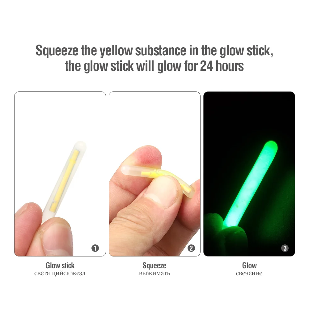 Barra de luz flotante de pesca luminosa, tubo de luces fluorescentes verdes, varita de brillo, accesorios de flotador de pesca, 7,5x75mm, 50 bolsas por caja - imagen 3