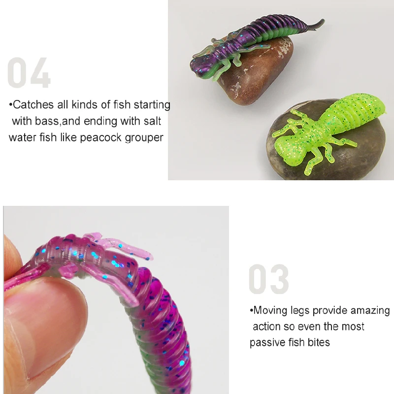 ESFISHING nuevo Jigging cebo de gusano suave Larva 50mm 75mm para todos los peces Iscas Pesca hielo Artificial pequeño señuelo de Pesca aparejos - imagen 4