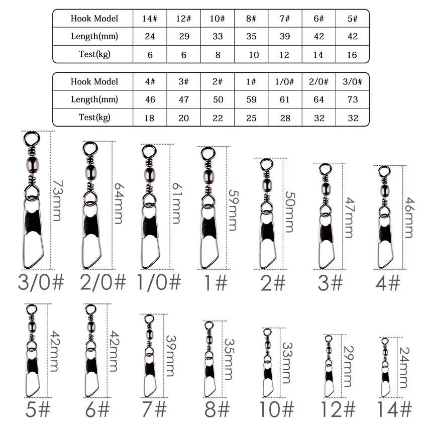 Gancho de pesca de barril de latón, 10 unids/caja, anillos sólidos, Conector de línea, herramienta de aparejos giratorios de enclavamiento - imagen 2