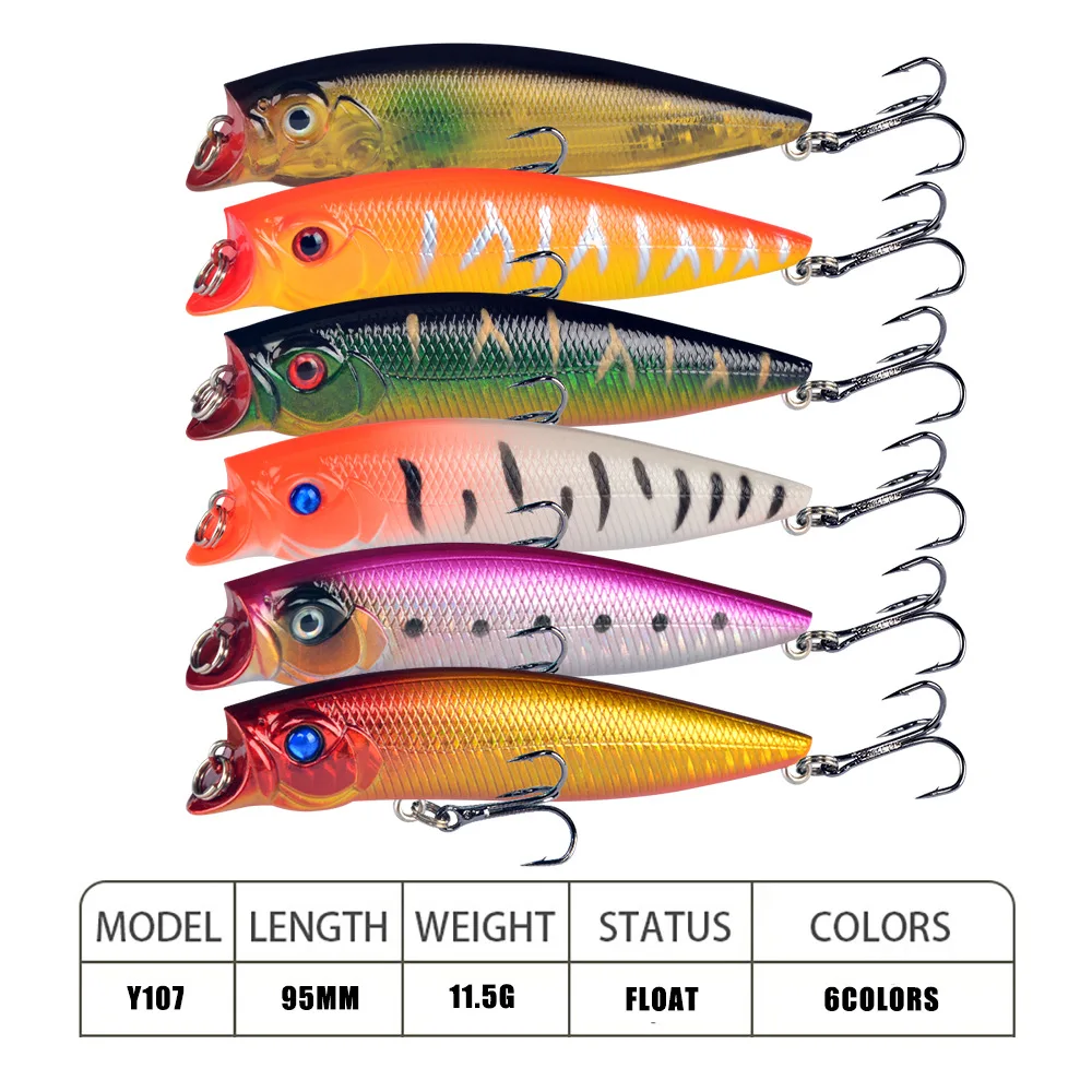 1Pcs Popper Fishing Lures 9.2cm 11.5g Floating Wobblers Hard Fake Baits Crankbaits Sea Bass Isca Artificial Fishing Tackle - imagen 2