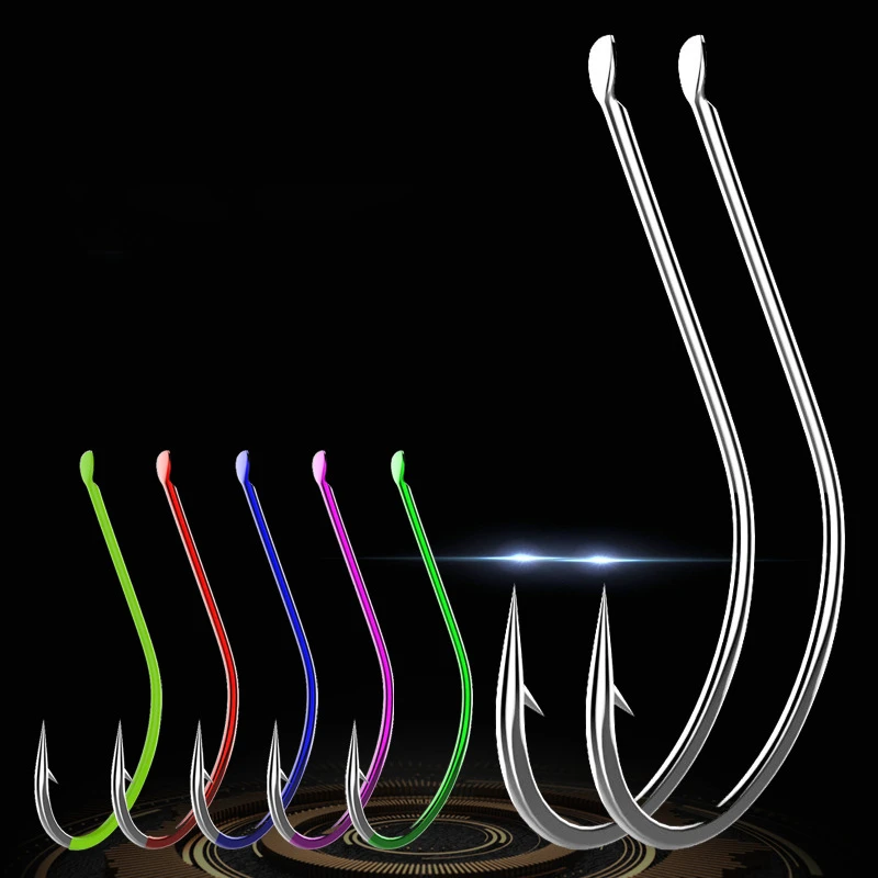 50 Uds. Anzuelo de pesca con púas de alto carbono, mango aplanado, anzuelos de pesca de carpa plateada, equipo de pesca con cabezal de anzuelo para pescadores - imagen 2