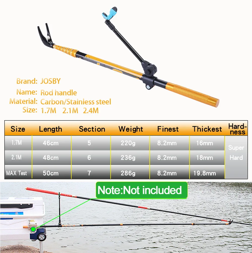 JOSBY-soporte de caña de pescar ultraligero, telescópico, plegable, de fibra de carbono, equipo de 2020 M, 1,7 M, 2,1 M, 2,4 M - imagen 2