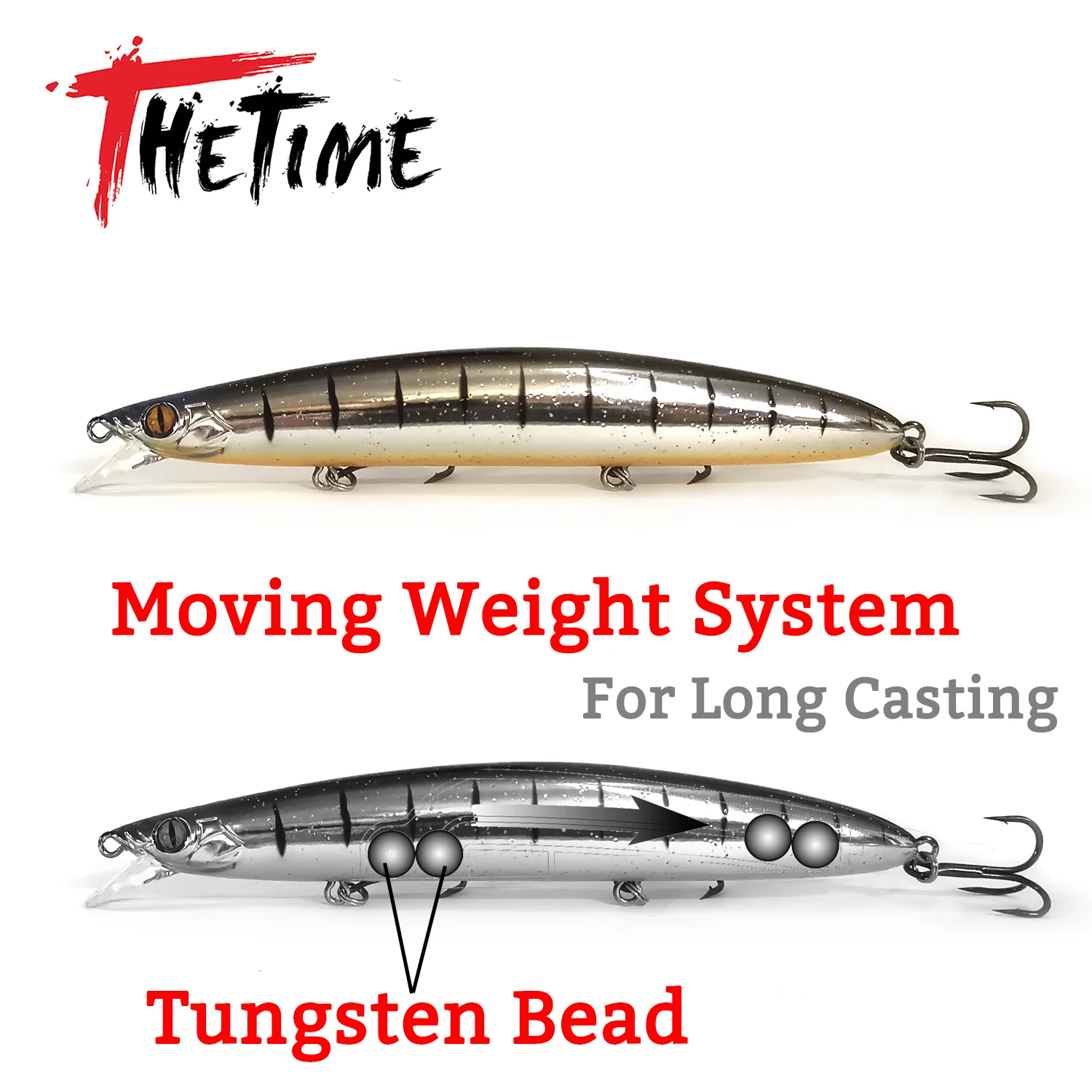 THETIME-cebos flotantes para pesca de pececillos, señuelo de tungsteno, Swimbait, Jerkbaits, CrankBait de mar, HOUND125F, 19g, 125mm - imagen 4