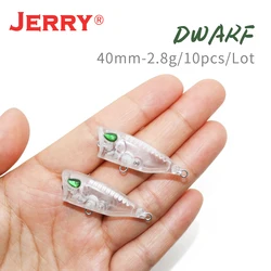 Jerry Dwarf-señuelo de pesca de cuerpo en blanco, cebo duro de plástico sin pintar, flotante, topwater, micro Popper, trucha, 10 Uds.