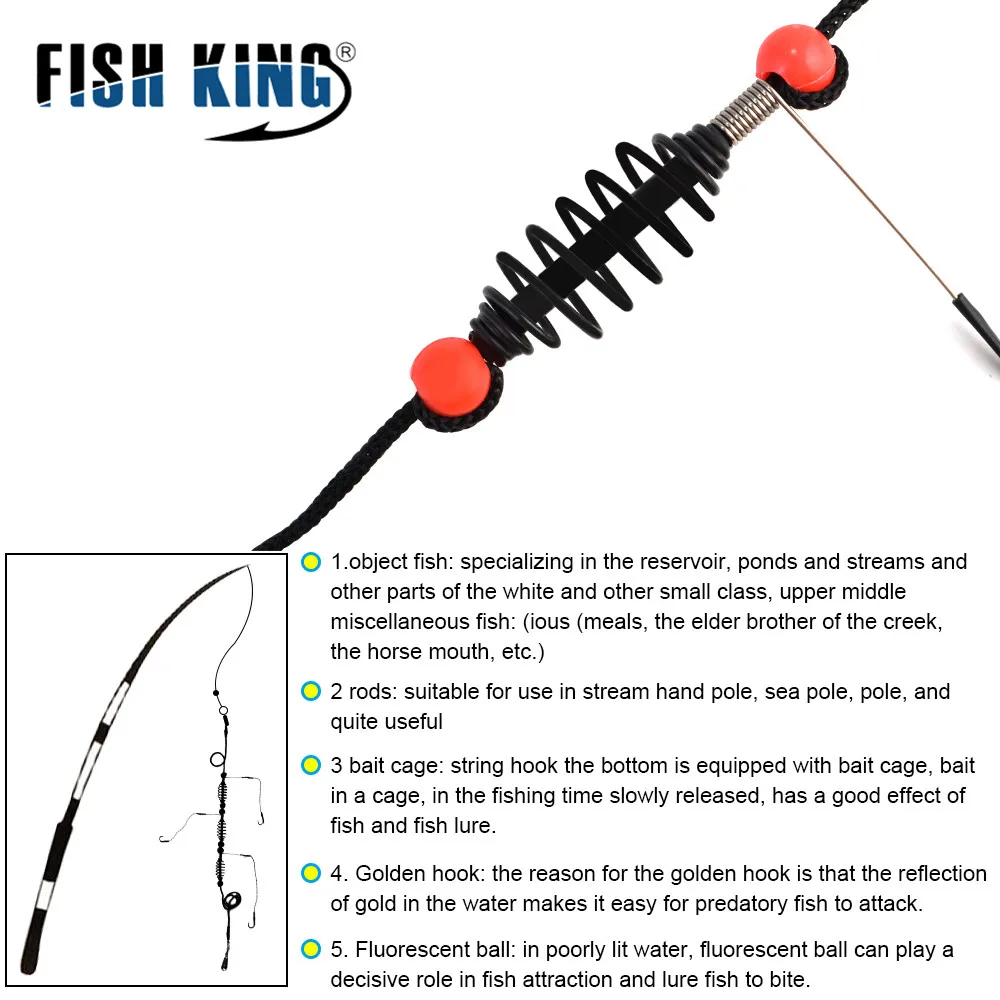 FISH KING-jaula de cebo de acero de alto carbono, anzuelo de púas, peso 15-35g, anzuelos triples de Length-60cm, herramientas de pesca artificiales - imagen 5