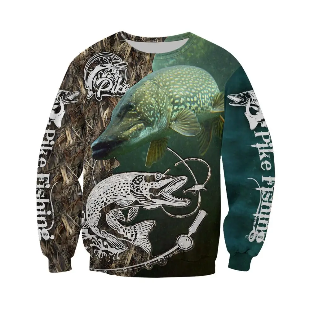 Sudadera de pesca con diseño 3D de lucio – Estilo urbano unisex - imagen 5