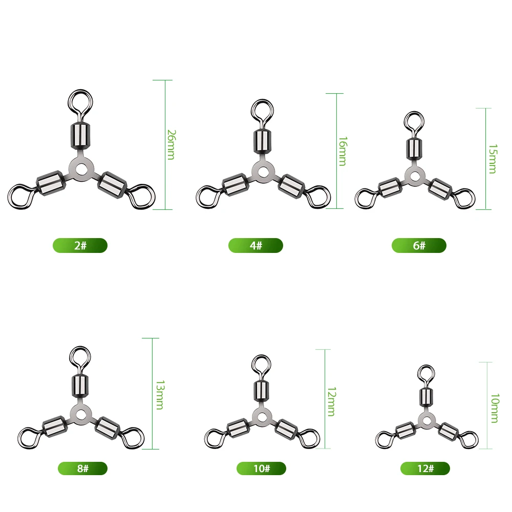 DNDYUJU-anzuelos de pesca giratorios, 30 unidades, 3 vías, Junta triangular, Conector de pesca, aparejos de pesca de alta calidad - imagen 4