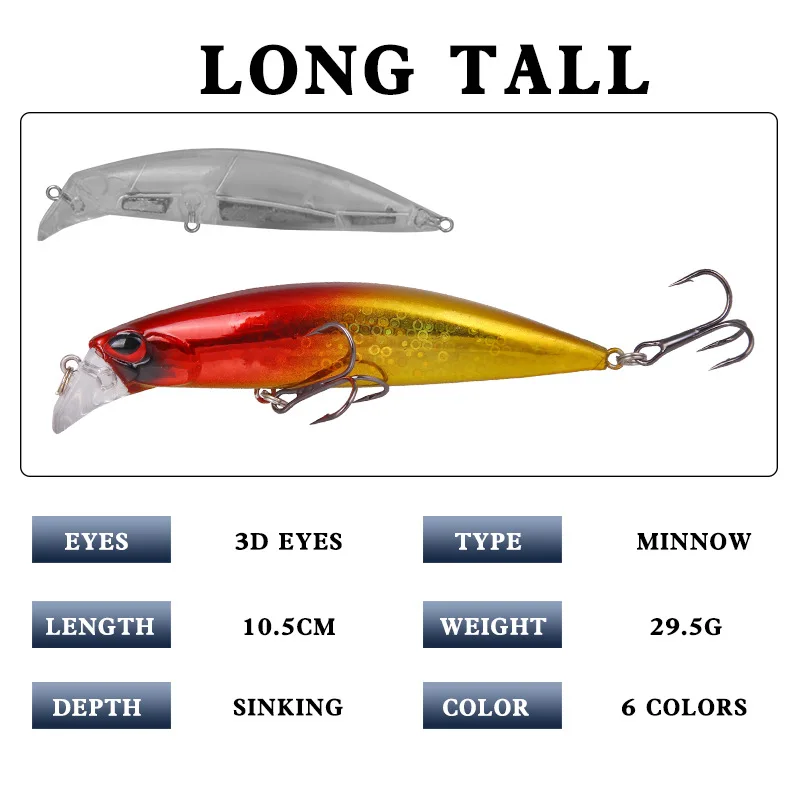 Señuelo de pesca sumergido, cebo Mino de 30g/9,5 cm, capa de natación completa, tiro ultralargo, anzuelo de pesca Mino, 2020 - imagen 3