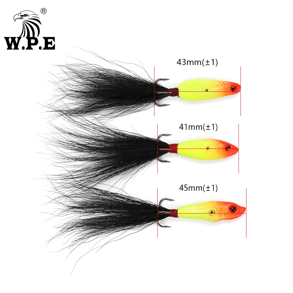 W.P.E-señuelo de pesca duro de invierno, cebo Artificial para Jigging de plomo, anzuelo triple Wobbler, 1 pieza, 10g, 15 colores, 41mm-45mm - imagen 5