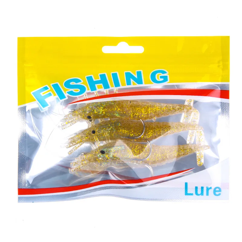 3 unids/bolsa señuelo de Pesca 10g/8,5 cm camarones silicona suave cebo Artificial Lucio Wobblers aparejos de Pesca para lubina Isca Crankbait Pesca - imagen 4