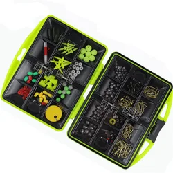 1 Juego de herramientas de pesca al aire libre, caja de cuentas de pesca, señuelo, cebo, anzuelo, aparejos giratorios con 24 compartimentos, caja de accesorios de pesca