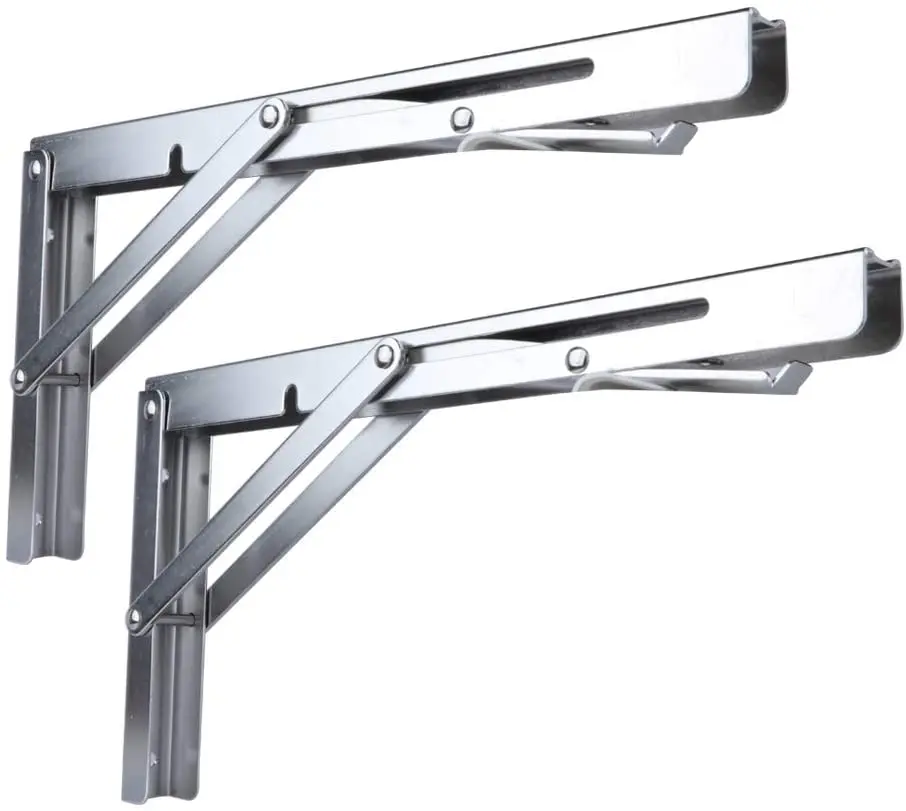 Soporte de mesa de estante plegable, banco, carga máxima de 330 libras (mango de liberación larga), 2 unidades