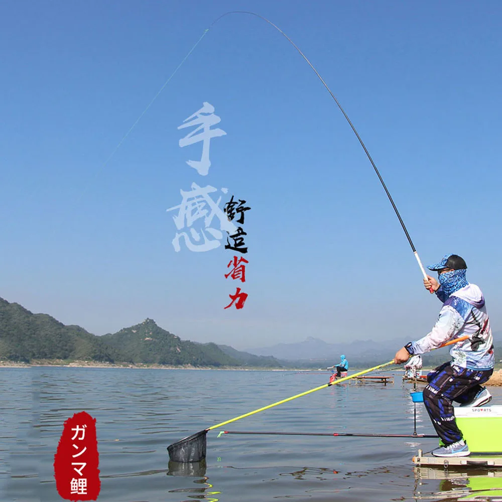 Kit de caña de pescar telescópica de fibra de carbono, accesorio ultraligero para pescar carpa, 38cm de longitud, de viaje, 1,5-5,4 metros - imagen 5