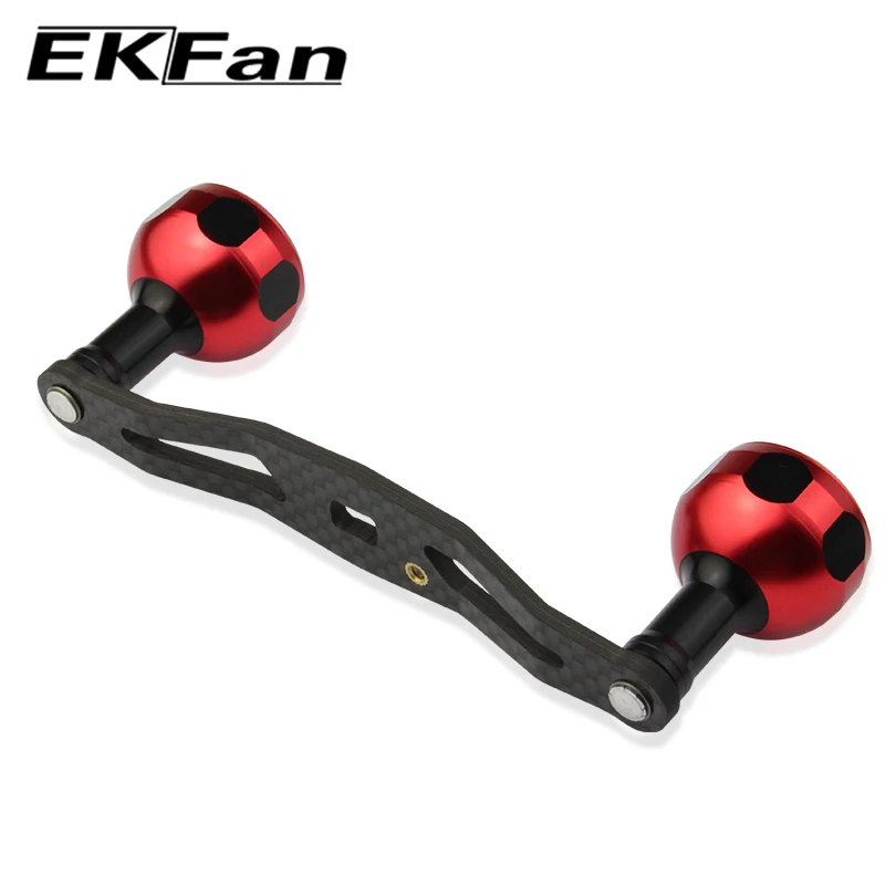 EKFan 1 pieza de longitud 107mm 8*5mm tamaño del agujero mango de carrete de pesca perilla de aleación de aluminio con fibra de carbono para carrete de Baitcasting - imagen 3