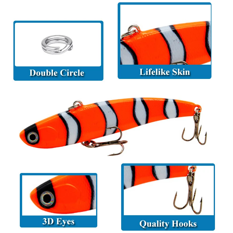 POETRYYI-señuelo de pesca con vibración que se hunde, 6cm, 7,9 cm, plástico duro Artificial VIB, pesca en hielo de invierno, aparejo de cebo Isca Peche