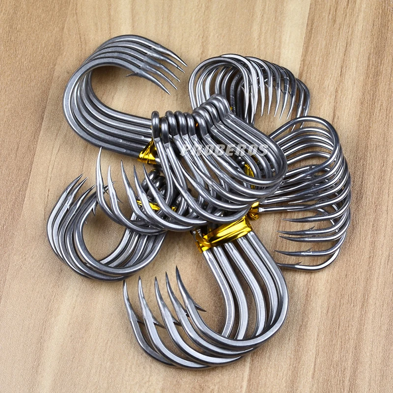 Ganchos de pesca de mar, anzuelo con púas, anzuelo de carpa circular grande, acero rico en carbono, lubina, bagre, aparejos de anzuelo, 5 uds.