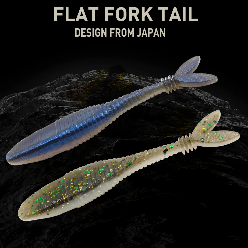 KESFISHING-señuelo de pececillo plano, cola fuerte, 70mm, 10 piezas, cebos de silicona Artificial suave, Leurre souple, pesca de lubina - imagen 2