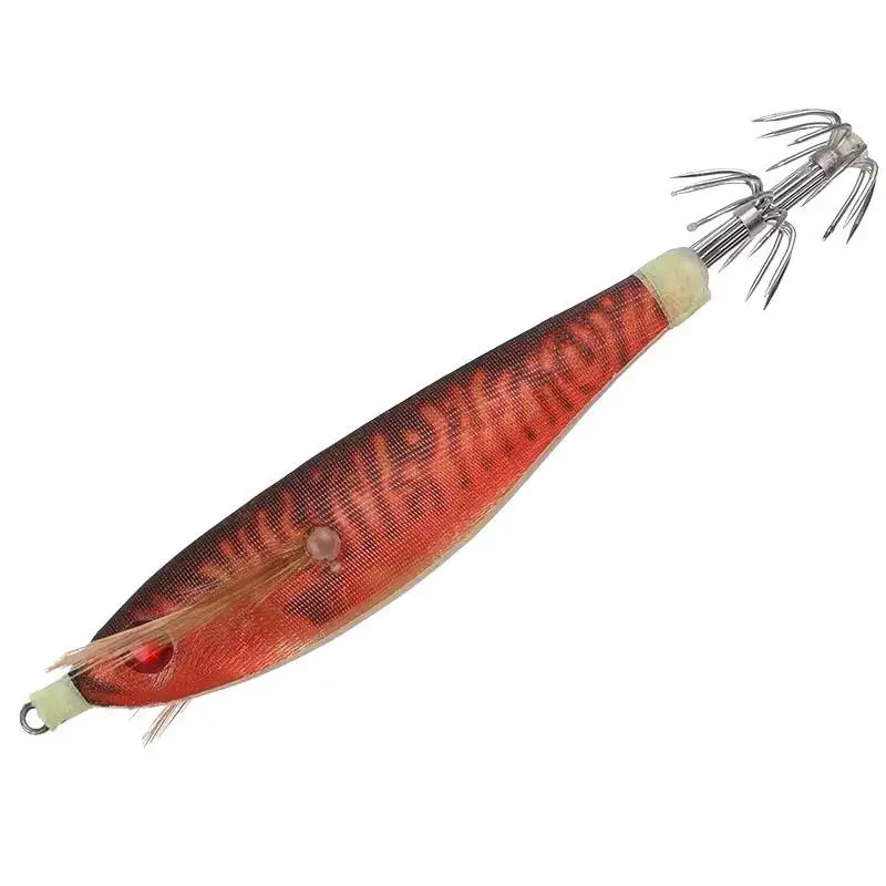 Señuelo de pesca de camarón, anzuelo de calamar, de madera, redondo, 1 unidad - imagen 5