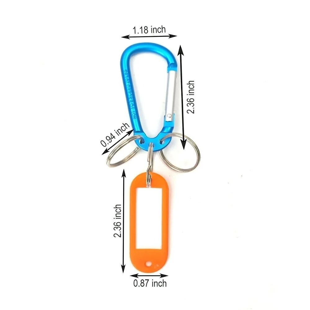 Aventik-hebilla de mosquetón de aluminio, 3 llaveros, 1 etiqueta de nombre, calidad multiusos, paquete de 6 colores, 8 piezas - imagen 4