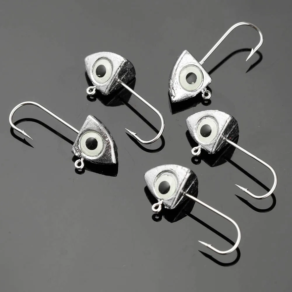 JOHNCOO-Mini anzuelos de pesca con cabeza plomada, señuelo de pesca de gusano, 2g, 3g, 4g, 6g, ojos 3D, lubina luminosa, 8 Uds. - imagen 2