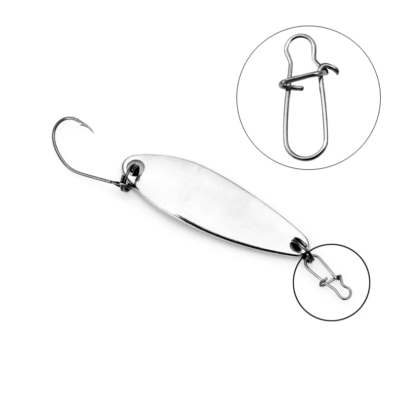 Pasador de bloqueo de gancho de acero inoxidable giratorio, 6 tamaños, anillo sólido, broches de seguridad, Conector de anzuelos de pesca, herramienta de aparejos de pesca, 120 unids/lote por caja - imagen 4