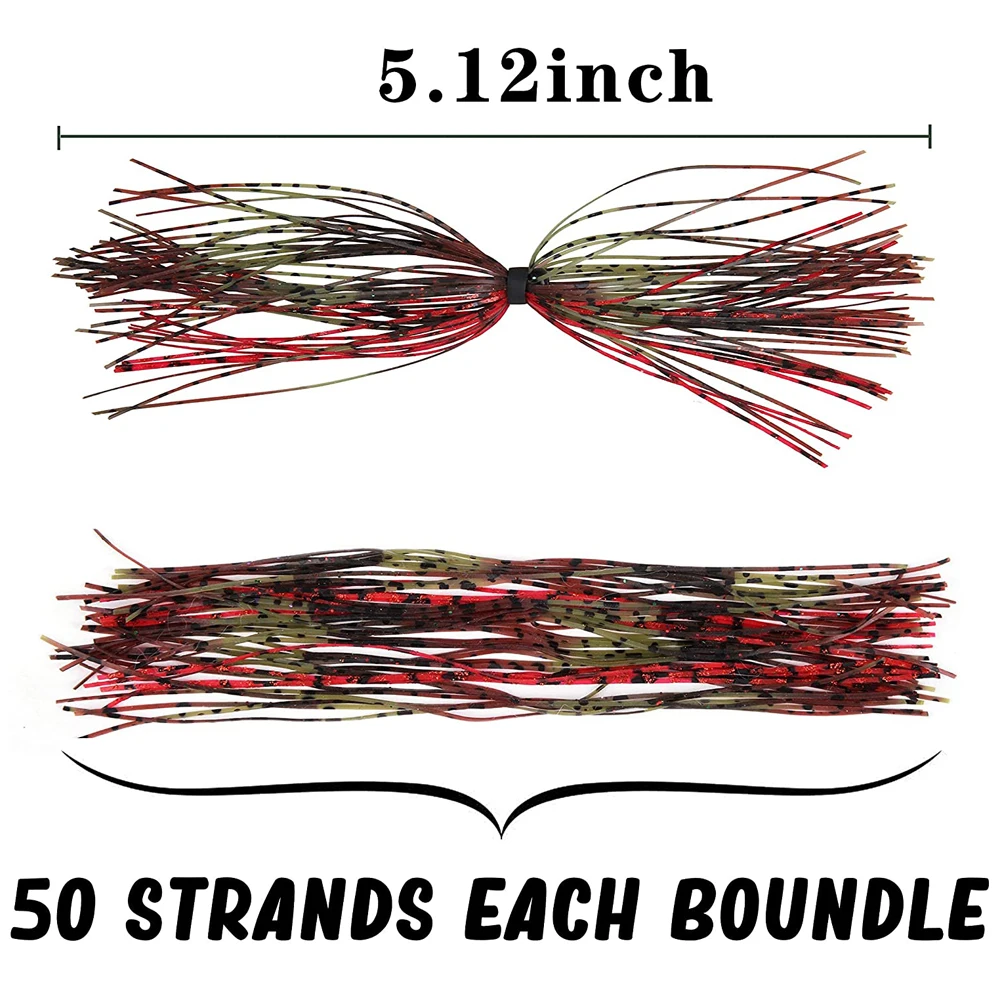 Faldas de plantilla de silicona para Pesca, Señuelos de plantilla de lubina, 50 hebras, cebos giratorios, Buzzbaits, falda de cuchara, Material de atado de moscas, 6 piezas, 12 piezas, 18 piezas - imagen 2