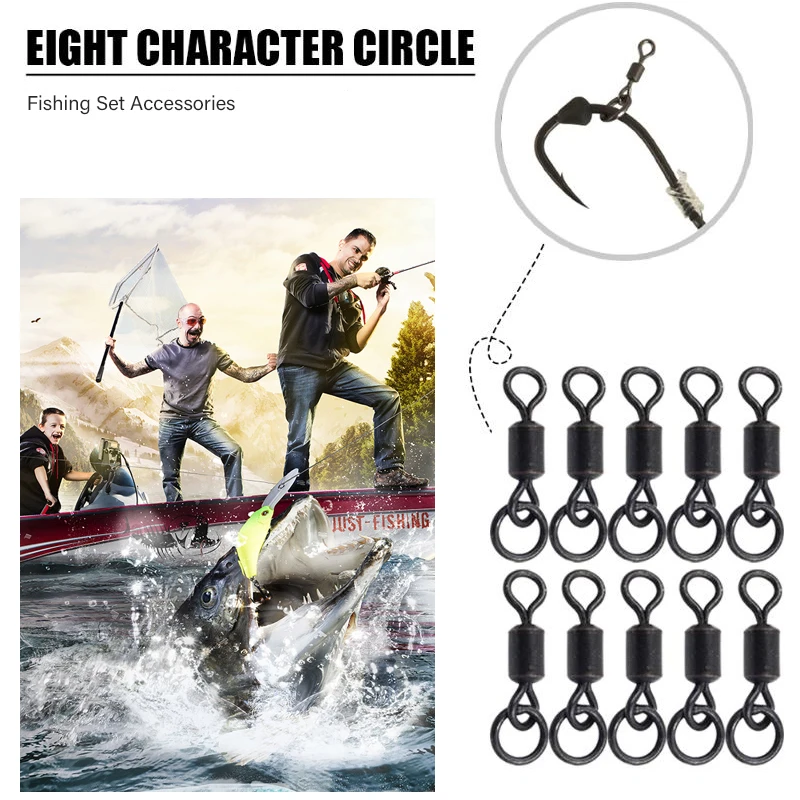 Mosodo 20 piezas giratorios para pesca de carpa, anillo flexible de cambio rápido, giratorios, Micro gancho negro mate, anillo de enlace con giro rodante - imagen 4
