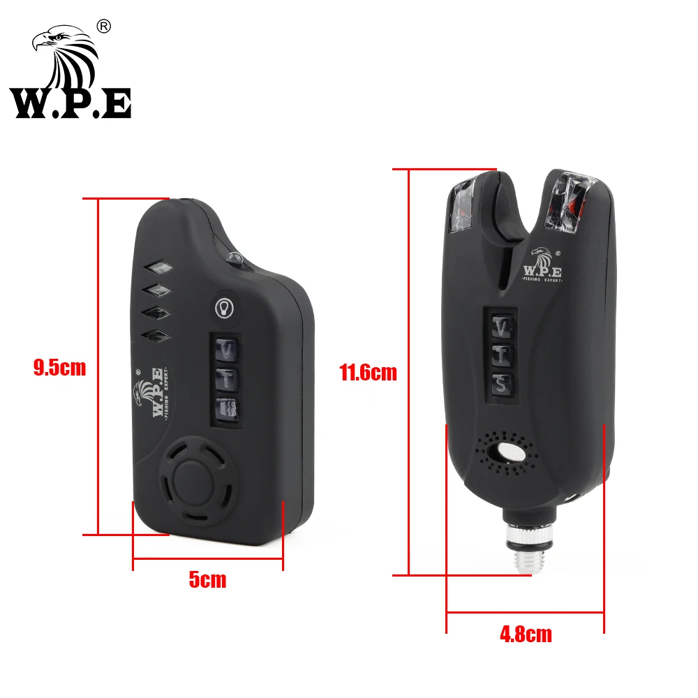 W.P.E 4 + 1 carpa juego de alarma de mordedura de Pesca alerta luminoso LED de pesca Indicador electrónico europeo accesorios de equipo de pesca de carpa - imagen 2