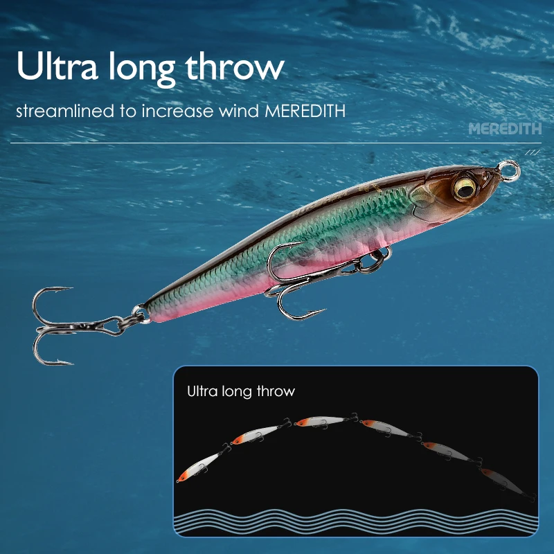 MEREDITH Jerk señuelo de pesca que se hunde con lápiz, Wobbler, lubina, aparejos de pesca, accesorios de Pesca, Señuelos de agua salada, cebo de arrastre,pencil lure - imagen 3
