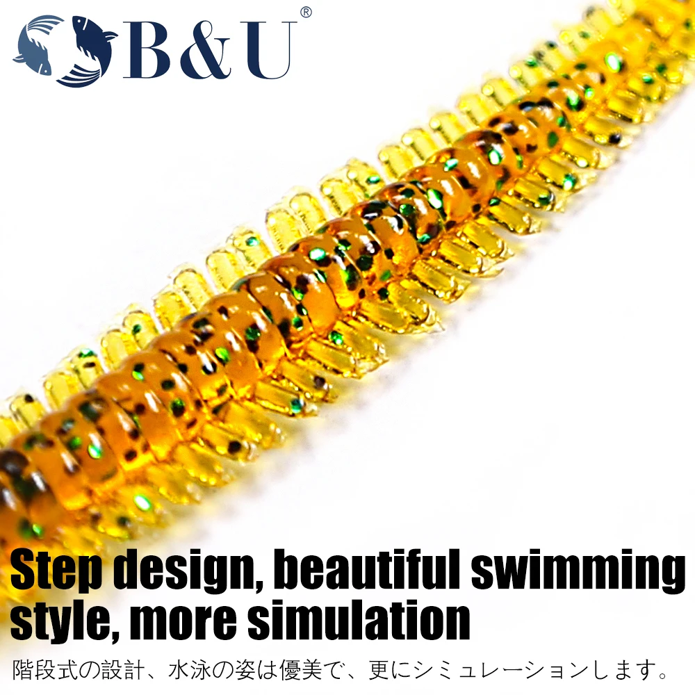 B & U BUGSY señuelo de pesca de gusano 50mm 65mm cebos blandos Wobbler de pesca para Lucio cebo de lubina pesca Artificial señuelo suave Tacke - imagen 4