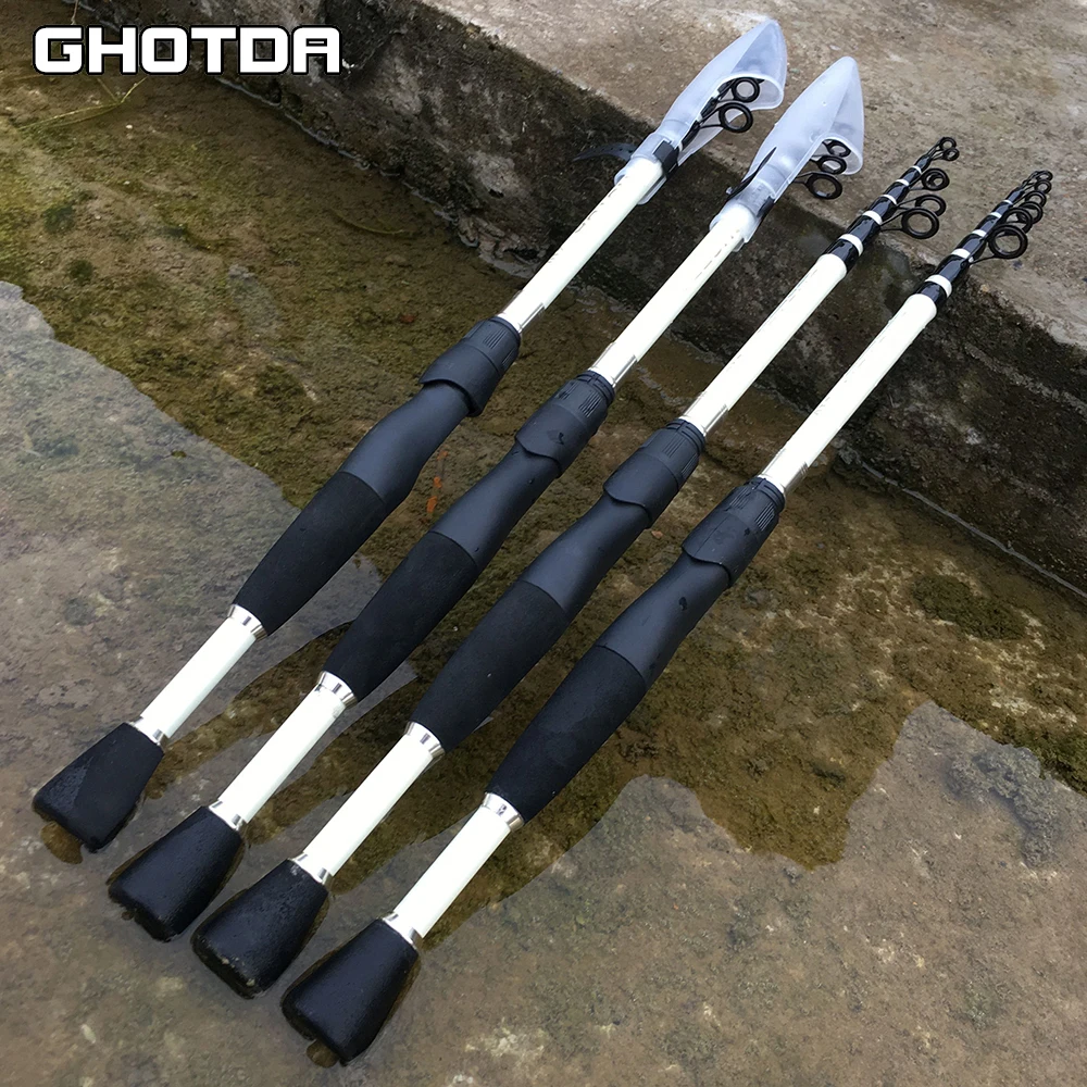 GHOTDA-caña de pescar telescópica de fibra de carbono, carrete giratorio portátil, lure1.6m 1,8 m 2,1 m 2,4 m 2,7 m - imagen 4