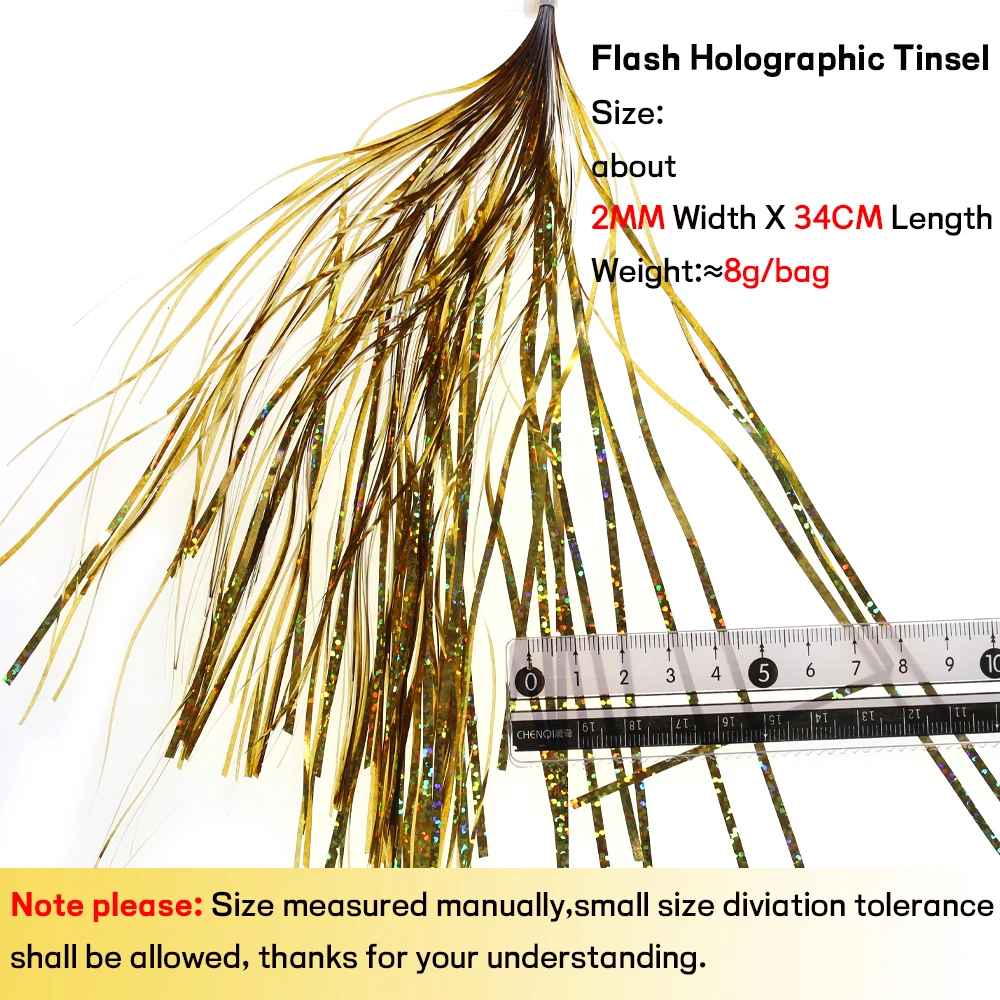 WIFREO, paquete de 3 oropel Flashabou plano de 2mm, holográfico, Lucio, lubina, serpentina de agua dulce o salada, Material de atado de moscas, hilo de Flash de cristal - imagen 4