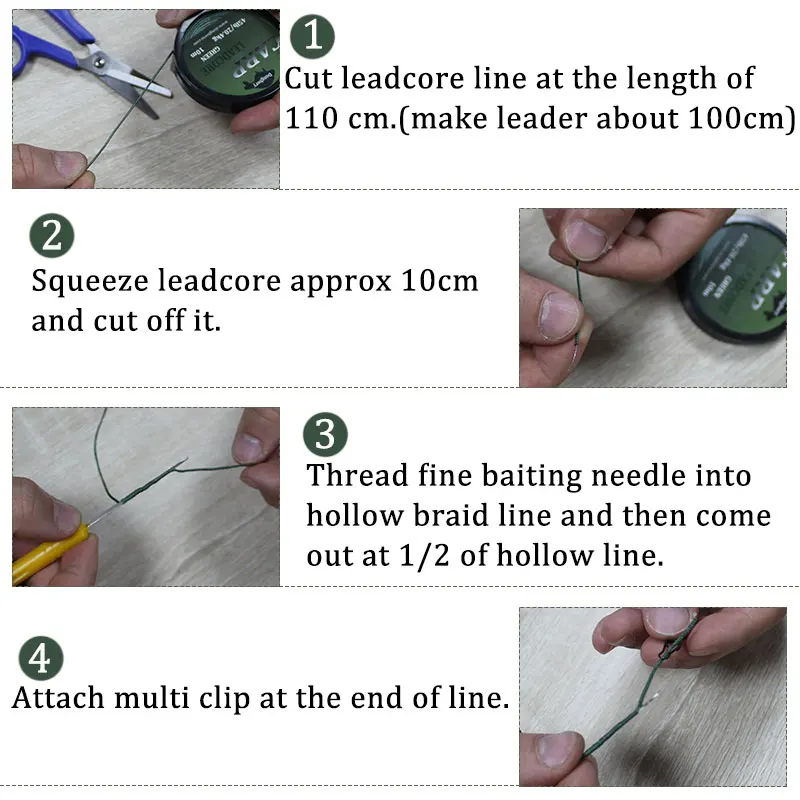 2pcs Braided Lead Core Carp Leader Line Camo Green Mainline Leadcore for Carp Rig Chod Helicopter Rig Carp Coarse Fishing Line - imagen 5