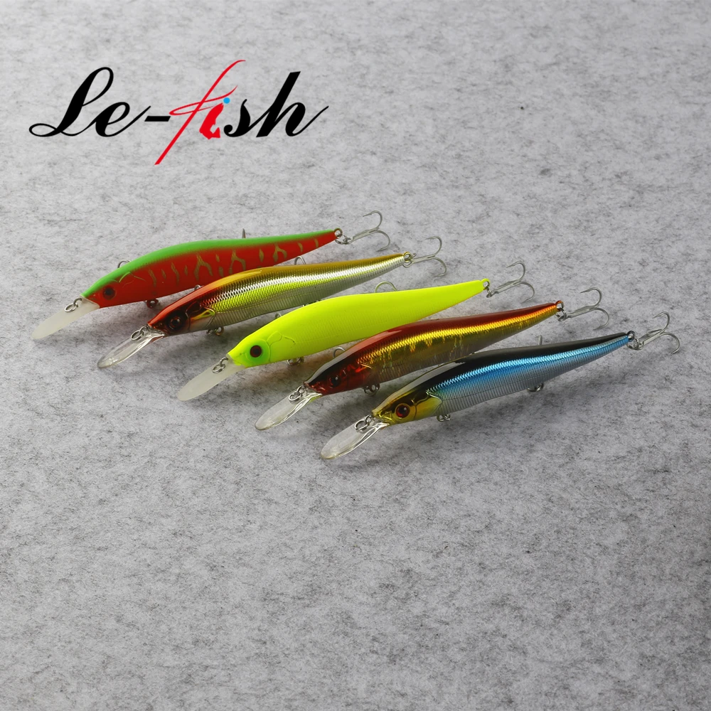 Le fish-Señuelos de Pesca Jerkbaits de 110mm y 13,8g, colores surtidos, pececillos flotantes de calidad para lubina, perca, anzuelo vmc - imagen 5