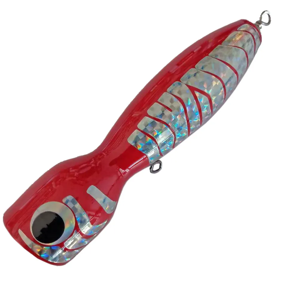 SWOLFY-señuelo de pesca Popper de madera para agua salada, anzuelo de arrastre, 8 colores, 175mm, 120g - imagen 4