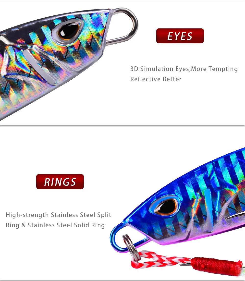 Ojos y anillos llamando la atención de los peces con diseños realistas vibrantes