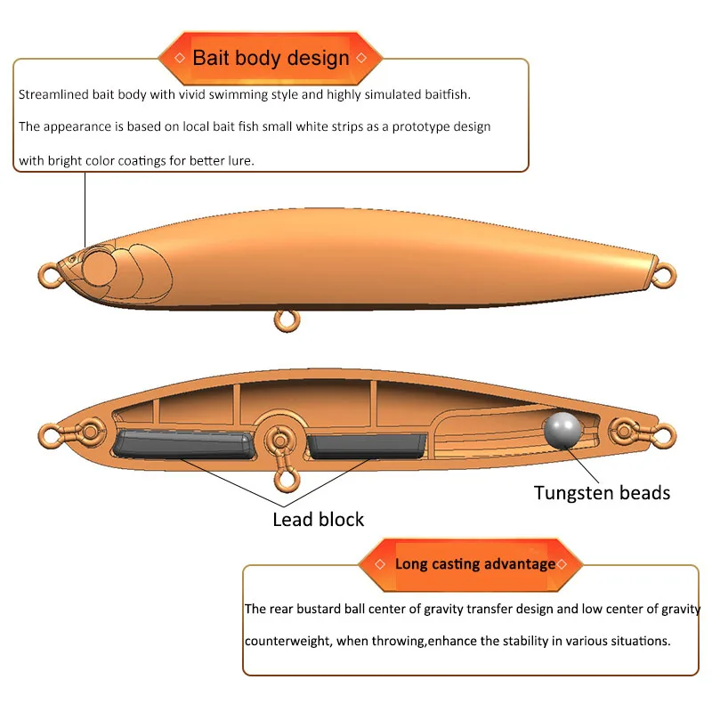Water Sniper-señuelo de pesca Artificial, cebo de lubina que se hunde, anzuelos triples, lápiz de tirón, 10,5g, 75mm, accesorios de pesca - imagen 5