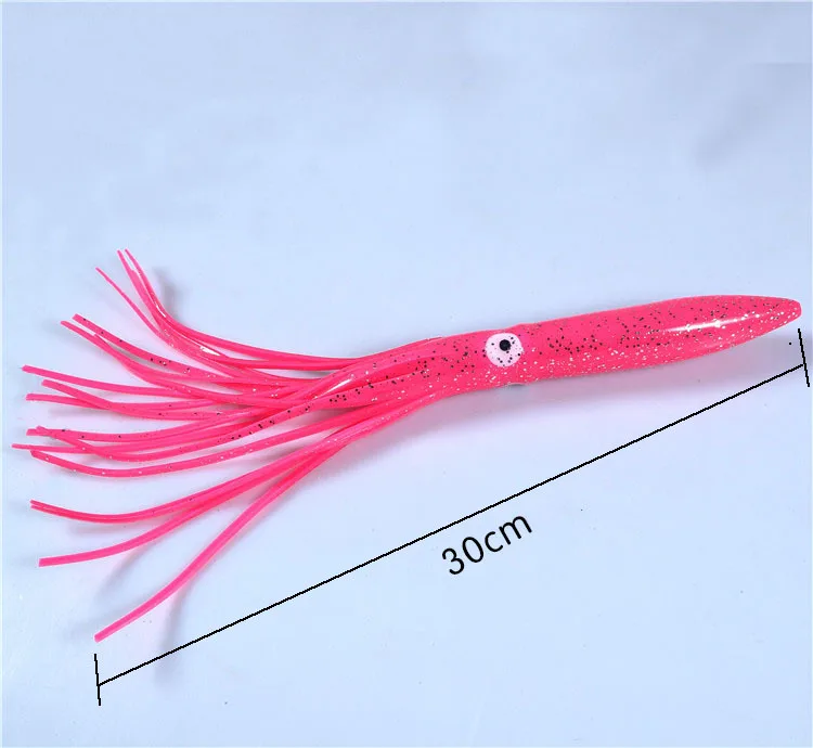 Cebos blandos de pesca de doble ojo, cebo de pulpo, trucha, pez gato, plátano, carpa, 30cm/39g, 7 colores - imagen 2