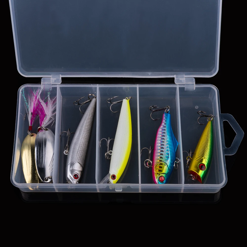 Goture-Juego de Señuelos de Pesca mixtos de 6 piezas, Wobblers, cebo Artificial duro, lápiz, Vib, cuchara giratoria con caja de aparejos de pesca - imagen 5