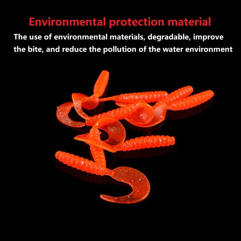 Cebo de goma suave para pesca de carpa, plantilla de silicona Artificial Wobbler, gusano de rizo suave, Señuelos de Pesca de lubina, 3,5 cm/5,5 cm/7cm, 10 unids/lote - imagen 2