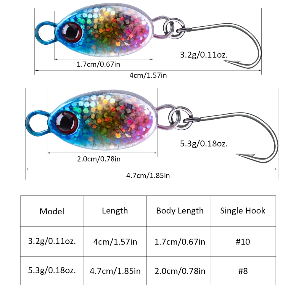 Goture 2 unids/pack Mini señuelo de pesca con cuchara de Metal Micro Jig Jigging cebo Artificial duro para lubina trucha perca Lucio pesca de invierno - imagen 2