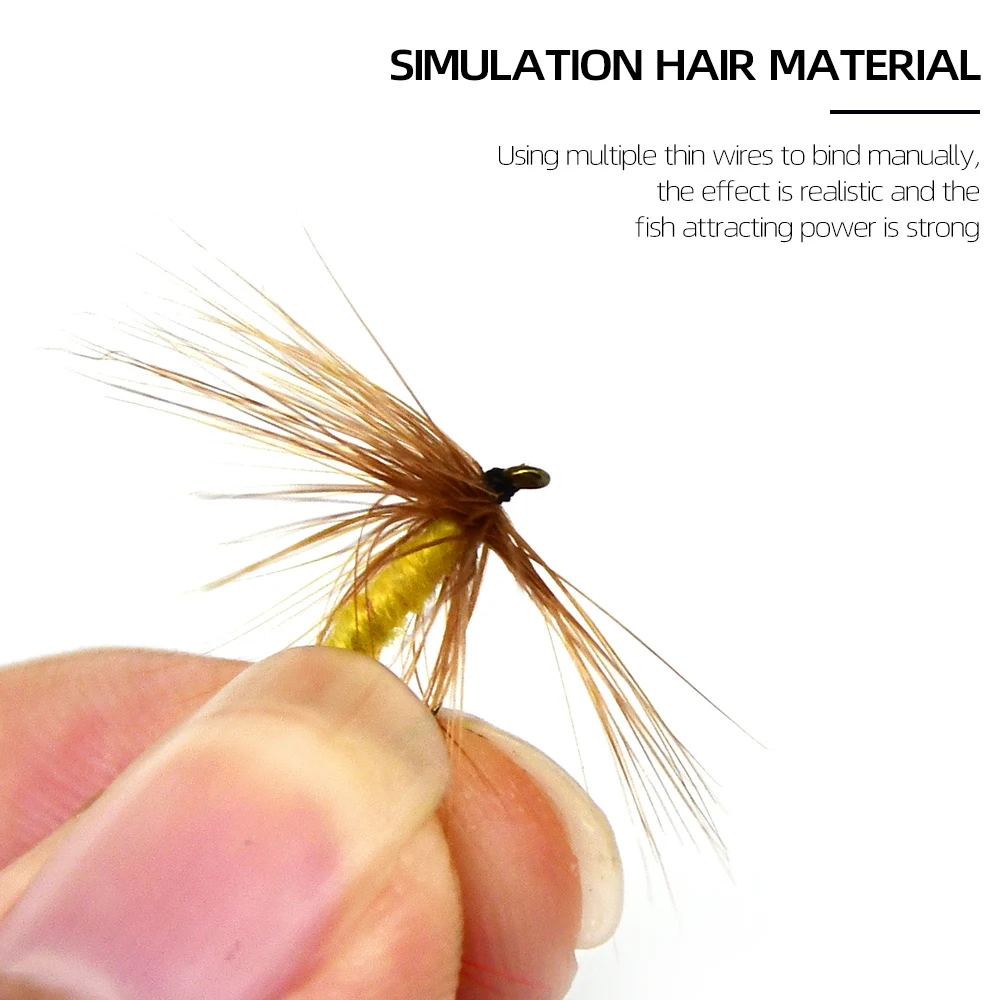 MNFT 10PCS 12 #   Barba marrón cola roja mosca seca ninfa agua dulce anzuelos para moscas secas cebos de pesca artificiales - imagen 4