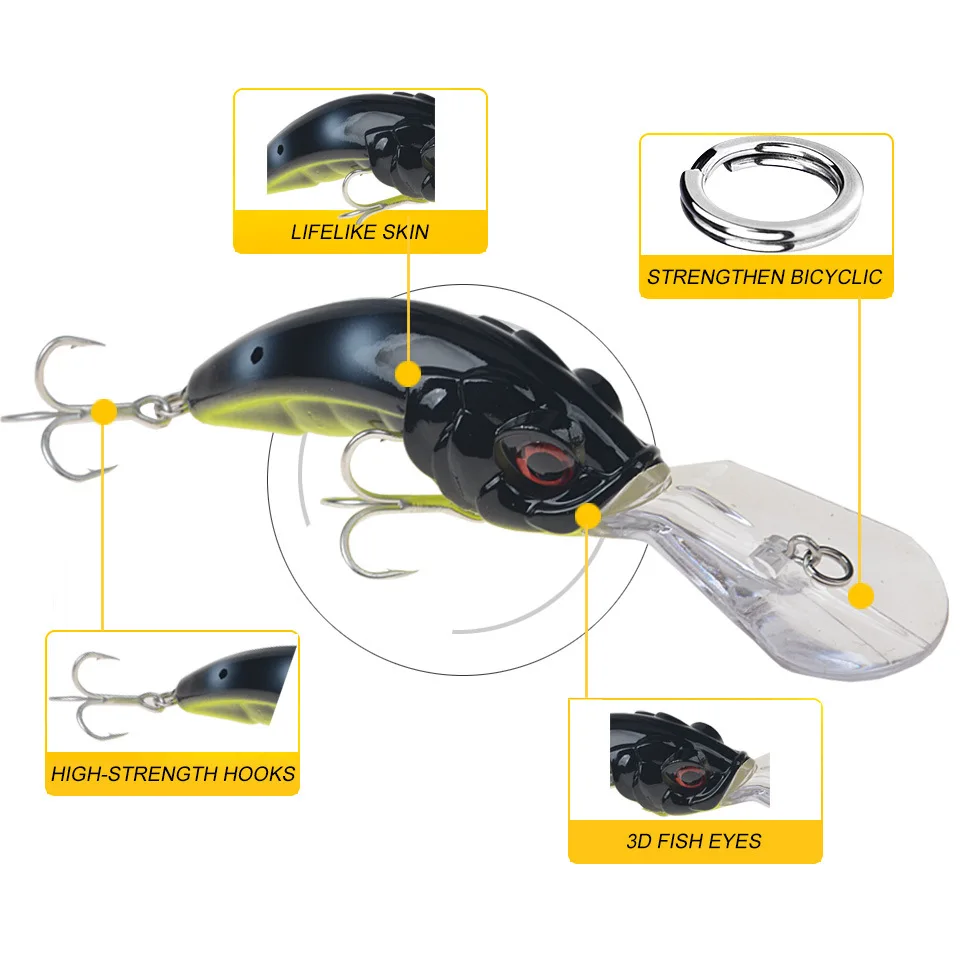 Señuelo de pesca de 3m para buceador de aguas profundas, cebo Artificial duro, Crankbait, Wobbler, anzuelo triple, alta calidad, 10cm, 12,8g, 1 lote - imagen 2