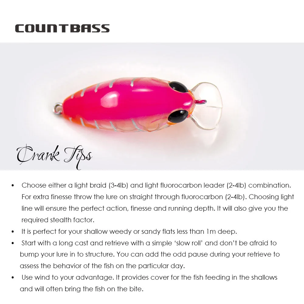 COUNTBASS-señuelo de pesca para buzo de cuerpo duro, 36mm, 4g, profundidad de buceo, 0,4-1,2 m, Crankbait Wobblers, cebo duro de agua dulce, señuelo para pescador - imagen 5
