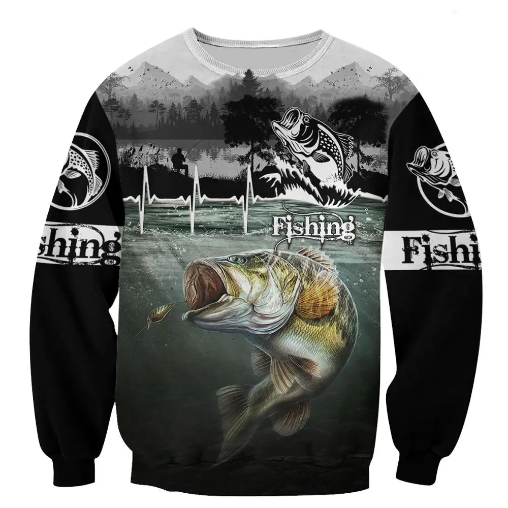 Sudadera con capucha de animales de pesca recreativa con estampado 3D, sudadera Harajuku, ropa de calle, sudaderas con capucha, chaqueta informal Unisex, chándales KJ098 - imagen 5