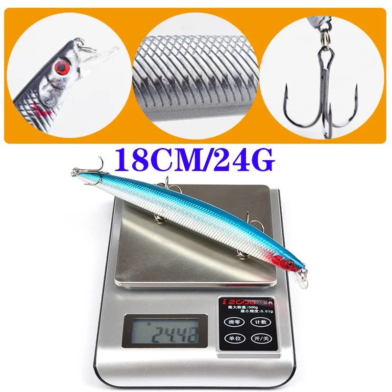 Señuelos de Pesca de Mar, cebo duro Artificial de 18cm y 24g, Wobbler, Swimbait Isca, Crankbait, carpa, 1 unidad - imagen 4