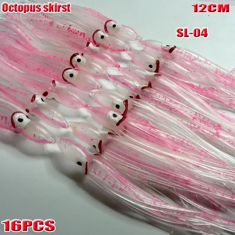 Faldas de pulpo suaves para pesca, novedad de 2024, 16 unids/lote, la longitud es de 12CM - imagen 4
