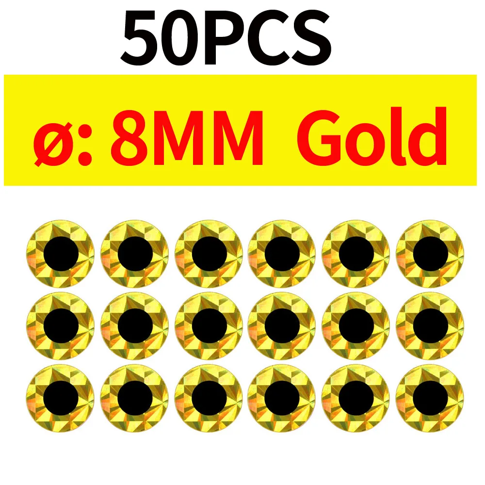 50pcs 8MM Gold