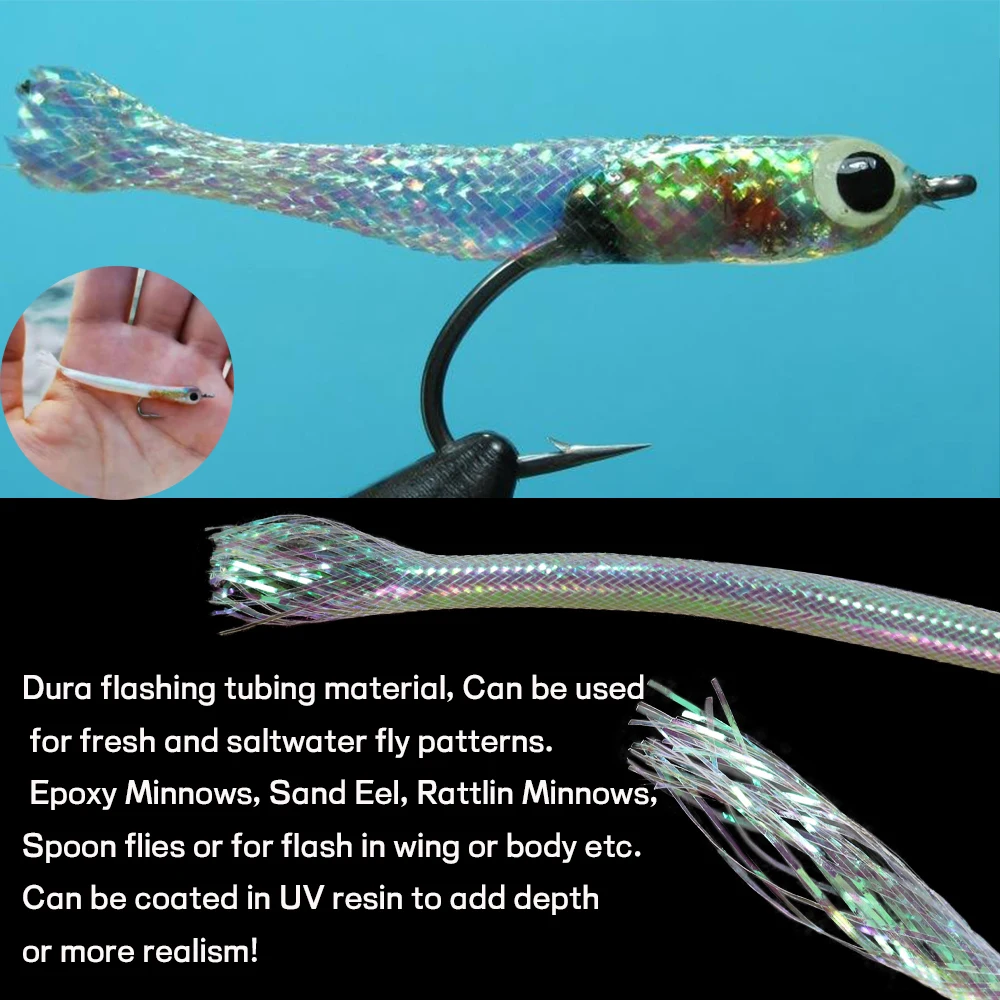 WIFREO 4M 2/4/6mm trenza nacarada tubo de Mylar materiales para atar moscas hologr redondo cordón aphic perla Mylar para tubo mosca de peces - imagen 4